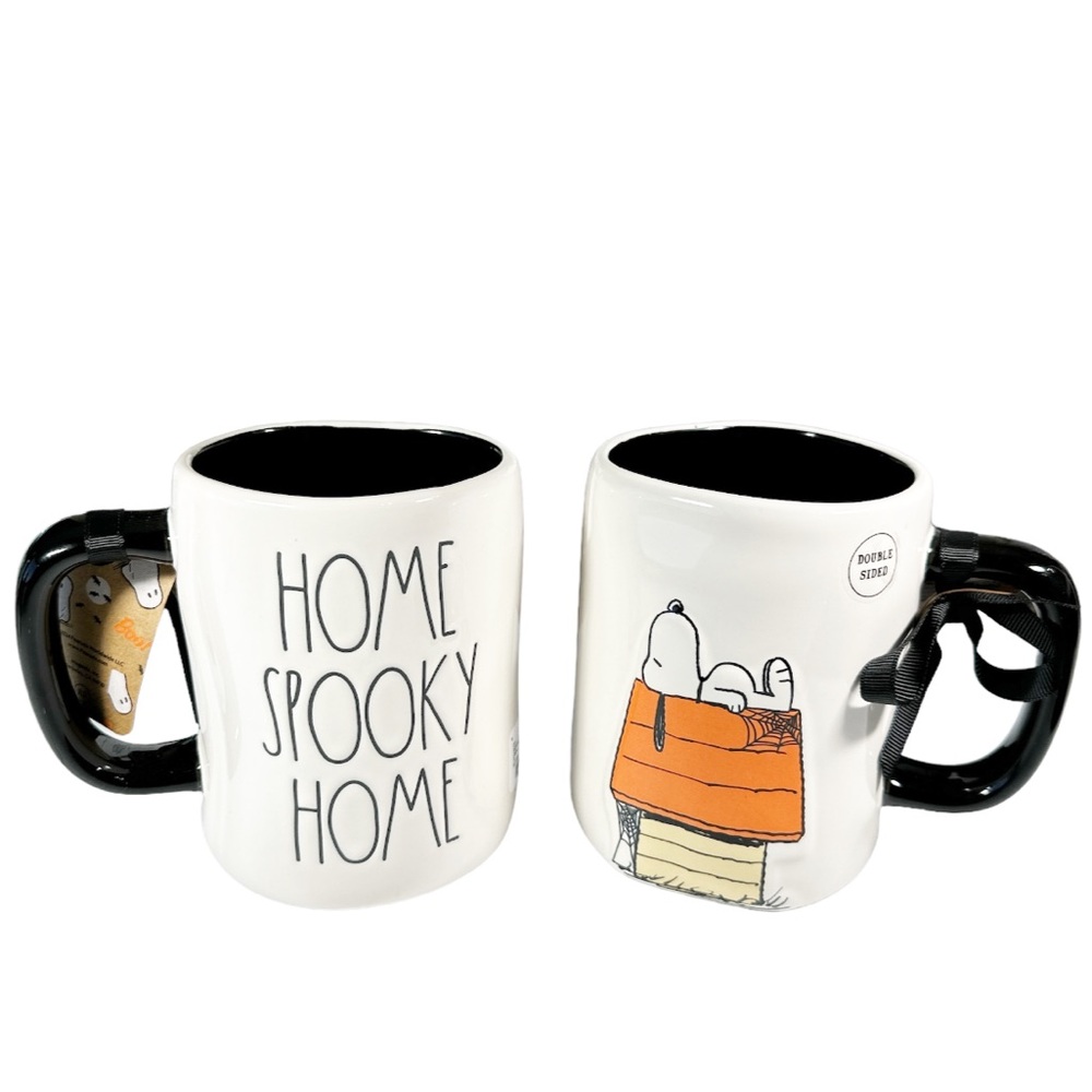 NEW Rae Dunn/Peanuts HOME SPOOKY HOME Snoopy Double Side Mug